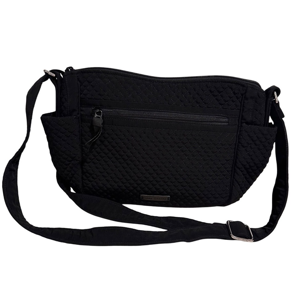 Set Vera Bradley On The Go Crossbody Purse Black, B&W Lining, & Matching Wallet - Picture 11 of 17